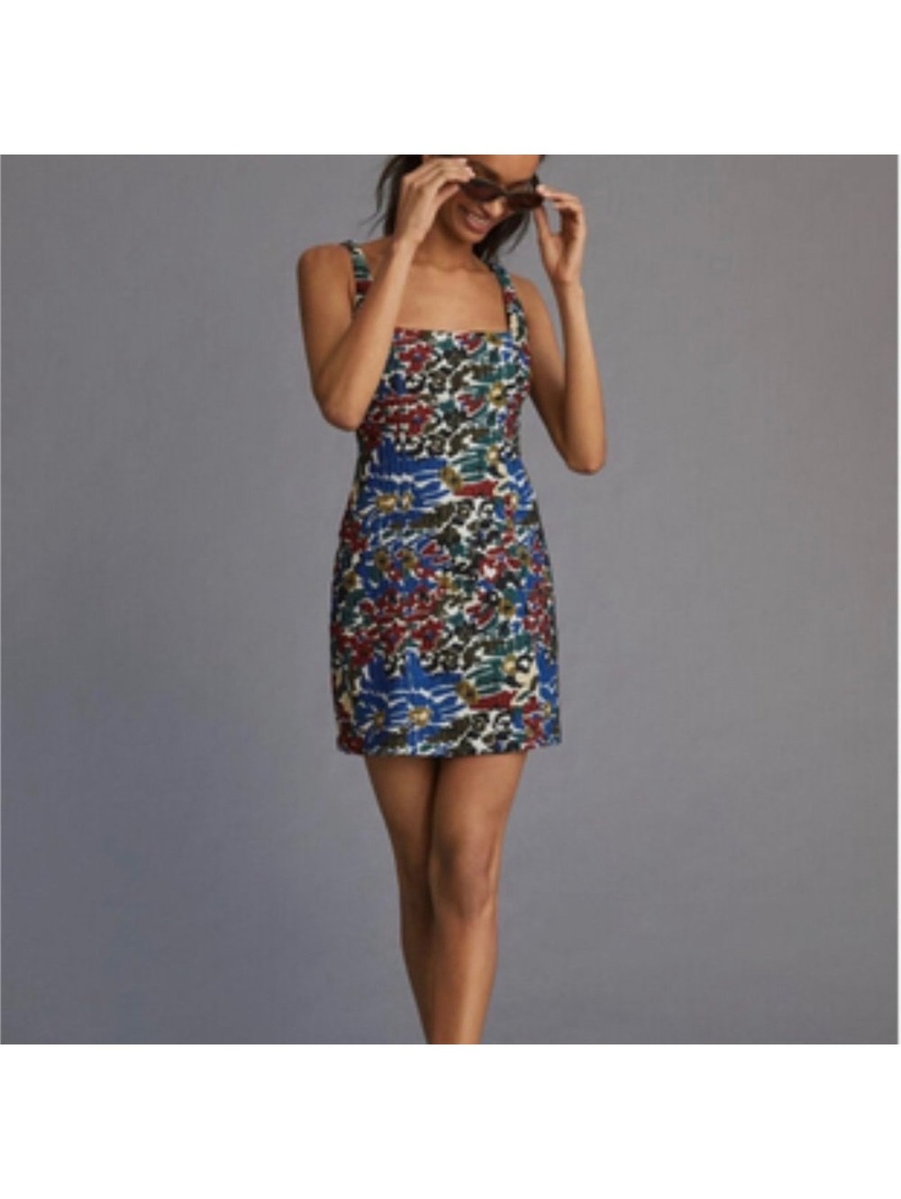 Maeve Anthropologie Floral Jacquard Mini Dress Size 10 Cottagecore Tapestry